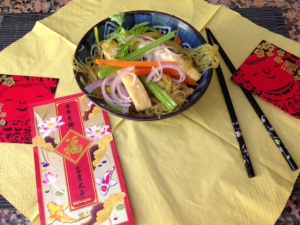Rice noodles and little Red packets (Hong Bao)