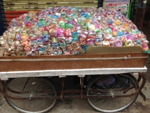 Street cart selling plastic bangles